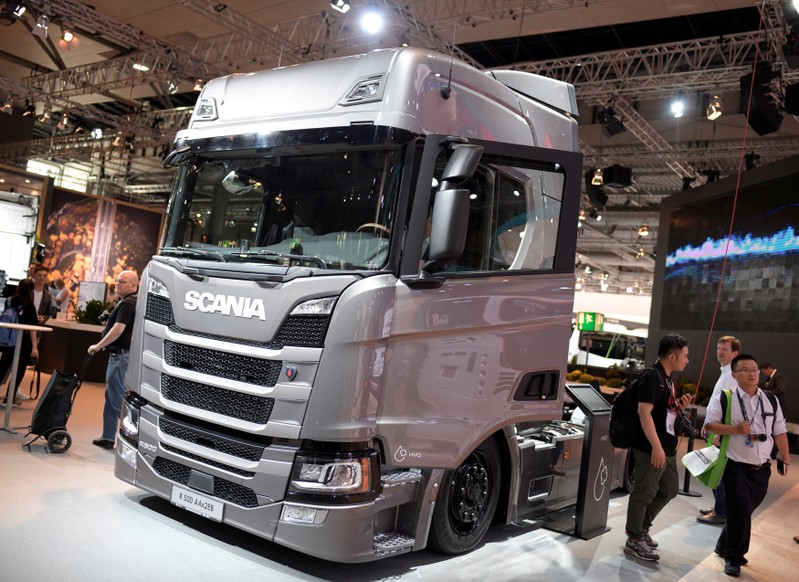 FILE PHOTO: Truck of Swedish company Scania is pictured in Hanover, Germany