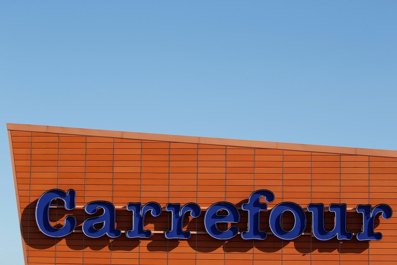 FILE PHOTO: A Carrefour logo is seen on a Carrefour Hypermarket store in Toulouse