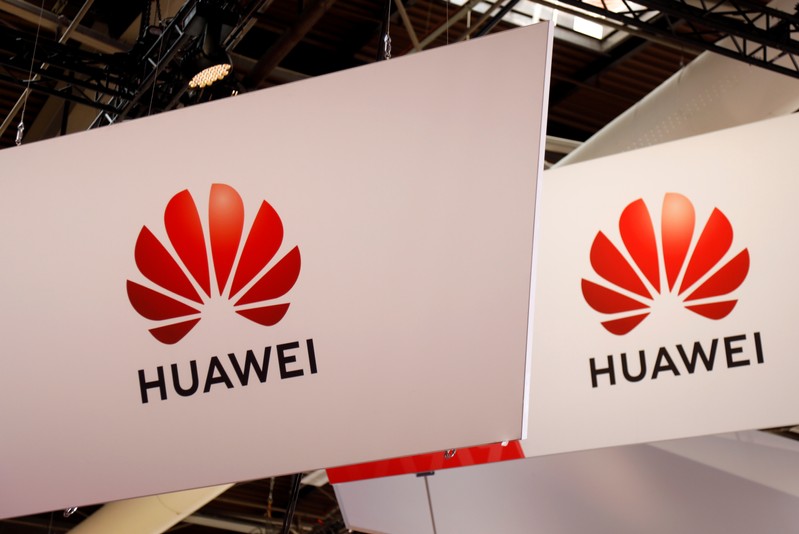 Logo of Huawei is seen at VivaTech fair in Paris