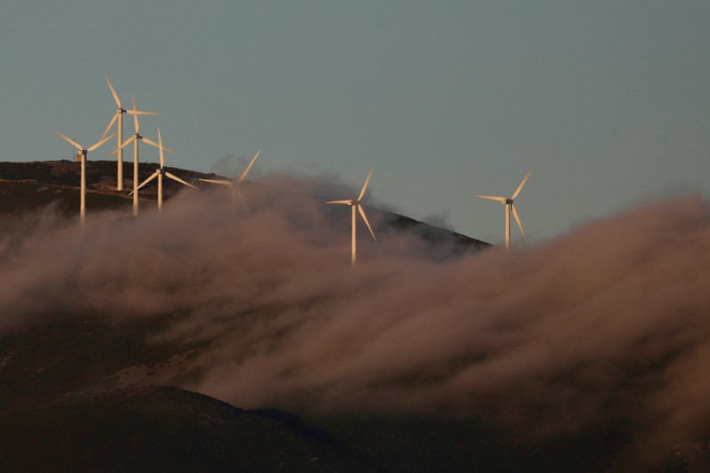 FILE PHOTO: Wind turbines are seen in El Palo summit, near Pola de Alland