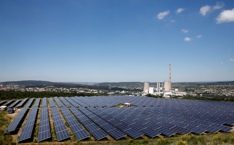 FILE PHOTO: A general view shows solar panels to produce renewable energy at the Urbasolar