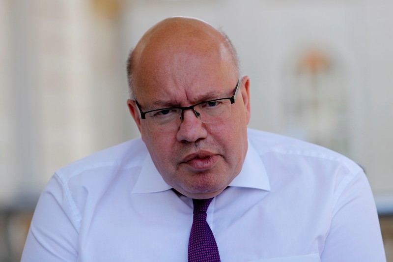 German Economy Minister Peter Altmaier is pictured during an interview with Reuters in his