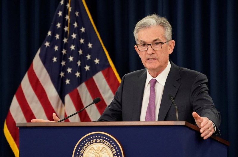 Federal Reserve Chairman Jerome Powell holds a news conference following a two-day Federal Open