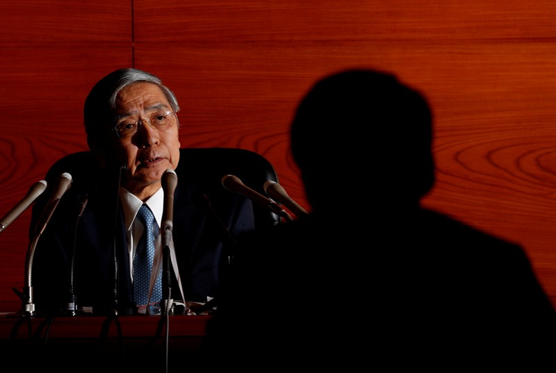 Bank of Japan (BOJ) Governor Haruhiko Kuroda attends a news conference at the BOJ headquarters