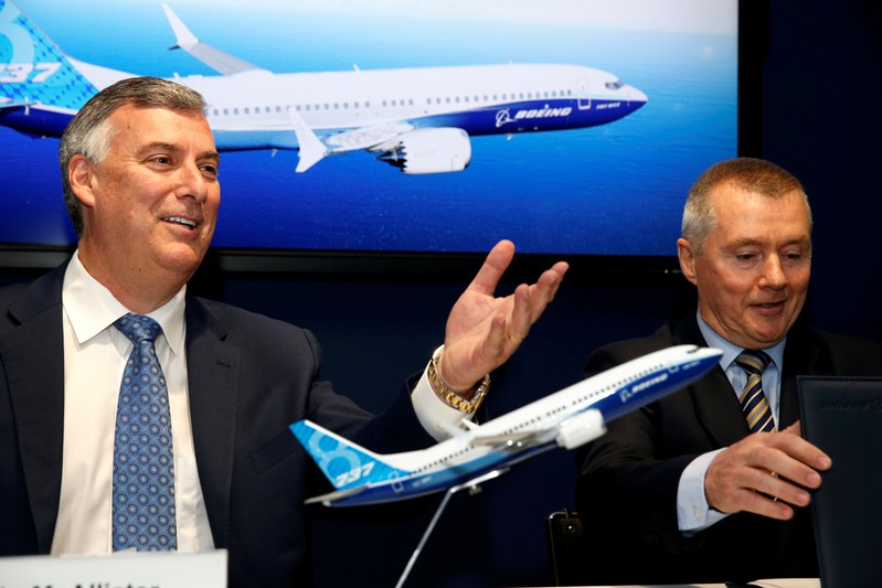 FILE PHOTO: Boeing Commercial Airplanes CEO Kevin McAllister and International Airlines Group
