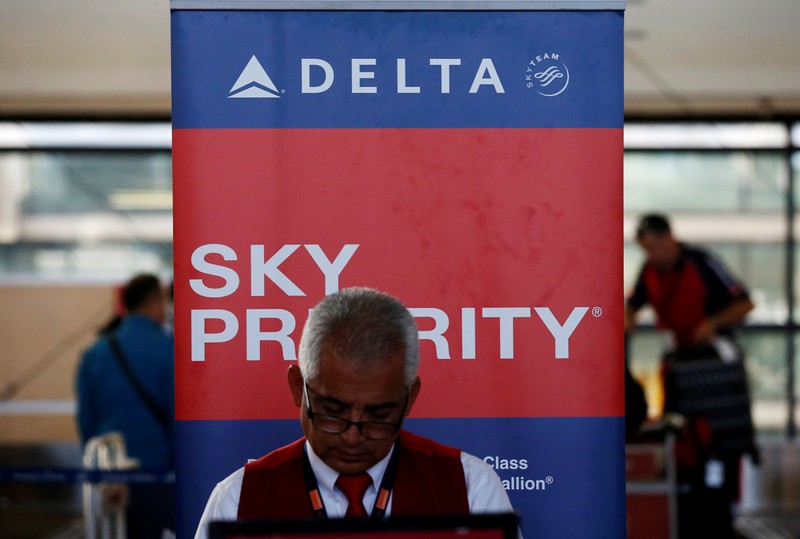 FILE PHOTO: Delta airlines counter is seen inside of the Commodore Arturo Merino Benitez