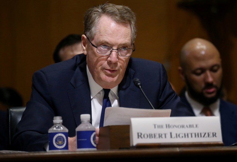 FILE PHOTO: U.S. Trade Representative Lighthizer testifies before a Senate Finance Committee