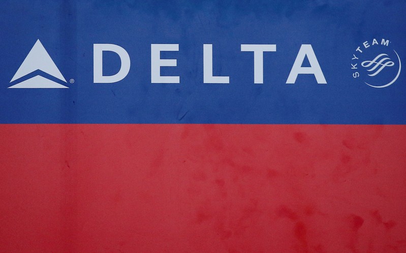 FILE PHOTO: Delta airlines logo is seen inside of the Commodore Arturo Merino Benitez