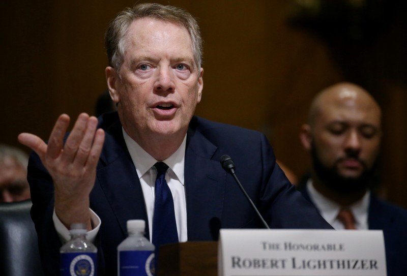 U.S. Trade Representative Lighthizer testifies before a Senate Finance Committee hearing in