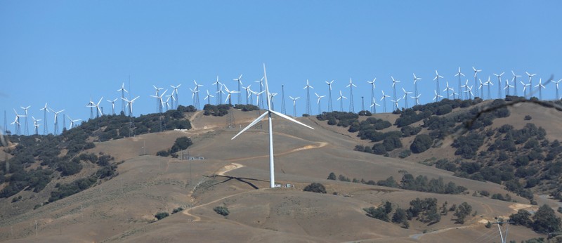 FILE PHOTO: A GE 1.6-100 wind turbine is pictured at a wind farm in Tehachapi