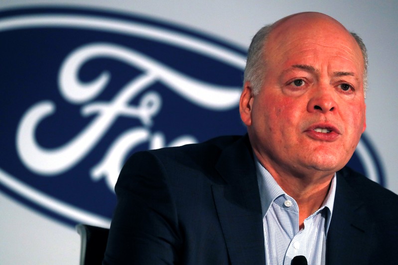 Ford President and CEO Jim Hackett speaks at a news conference in New York