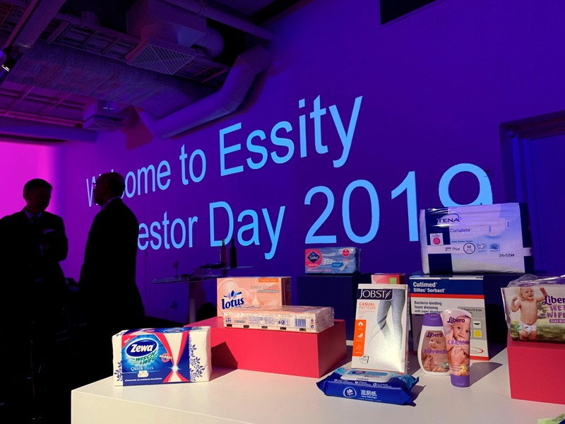 Essity products are seen on display in Stockholm
