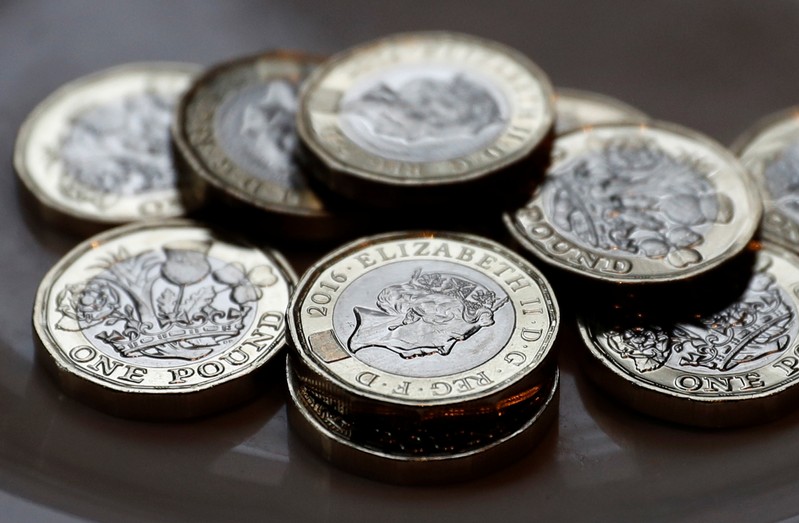 New one pound coins which comes into circulation today, are seen in Liverpool