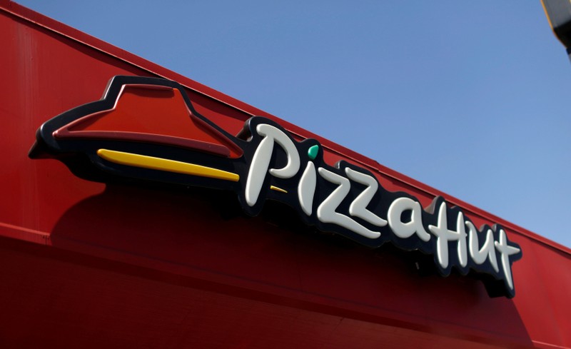FILE PHOTO:  The sign at a Pizza Hut location is pictured in Pasadena