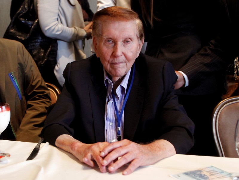 FILE PHOTO: Redstone poses for a photo at the Milken Institute Global Conference in Beverly