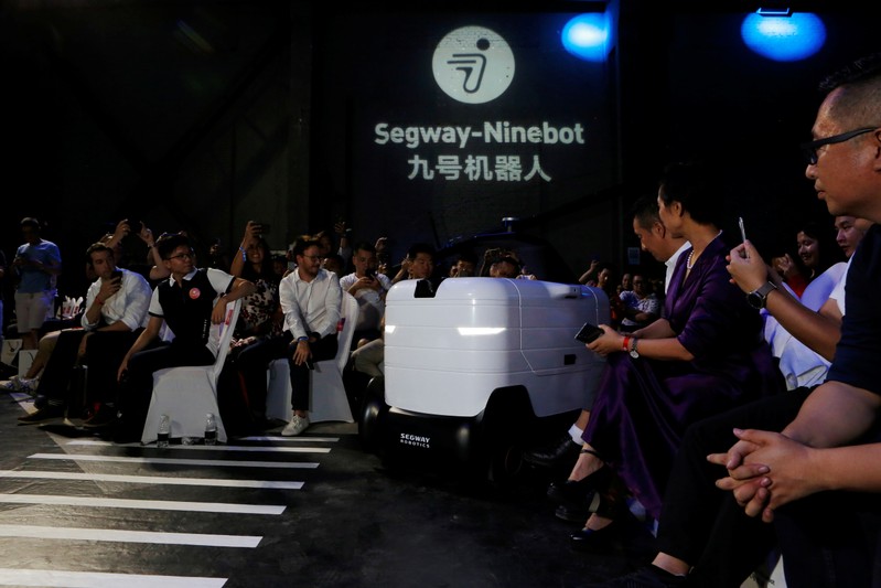 Delivery robot Segway DeliveryBot X1 is unveiled at a Segway-Ninebot product launch event in