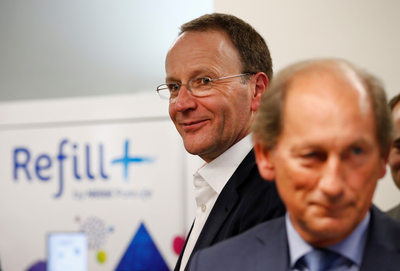 Swiss food giant Nestle CEO Schneider and Chairman Bulcke attend the inauguration ceremony of