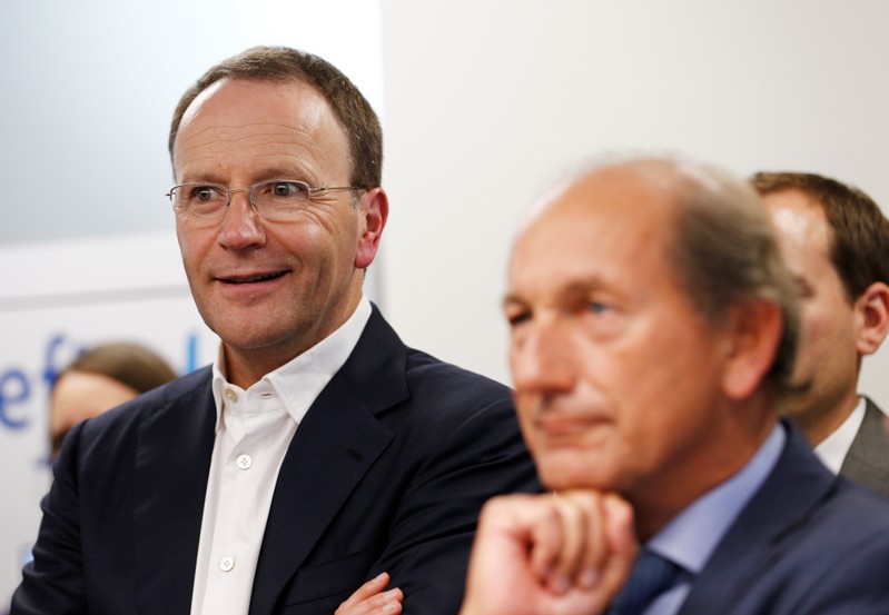 Swiss food giant Nestle CEO Schneider and Chairman Bulcke attend the inauguration ceremony of