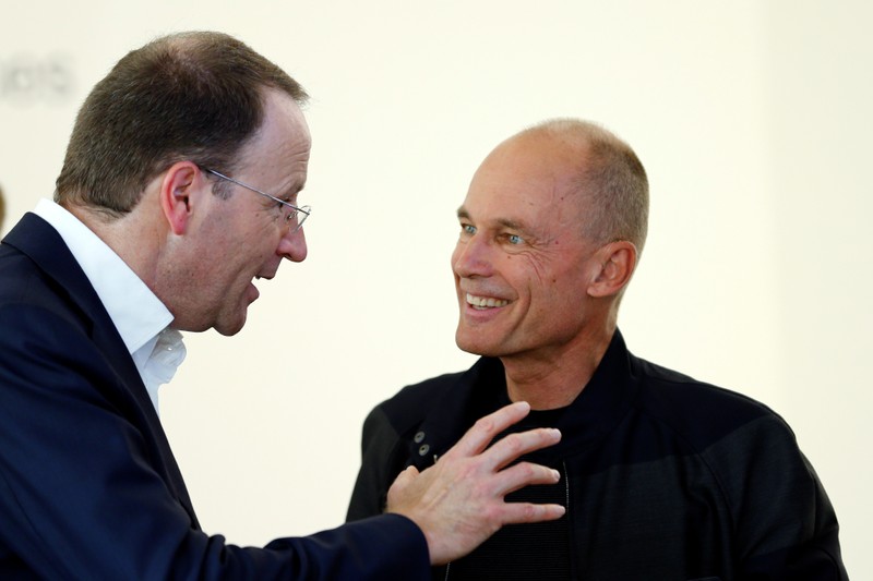 Swiss food giant Nestle CEO Schneider speaks with Solar Impulse Foundation Chairman Piccard