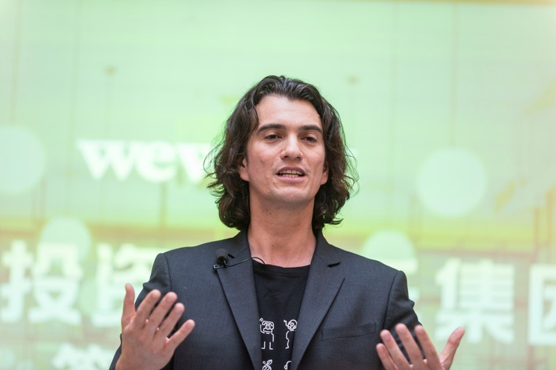 Adam Neumann, chief executive officer of U.S. co-working firm WeWork, speaks during a signing