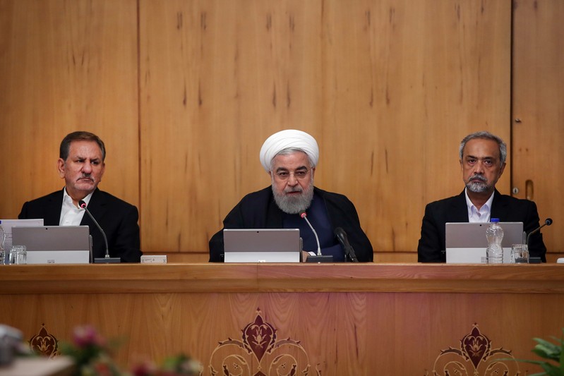 Iranian President Hassan Rouhani speaks during the cabinet meeting in Tehranh