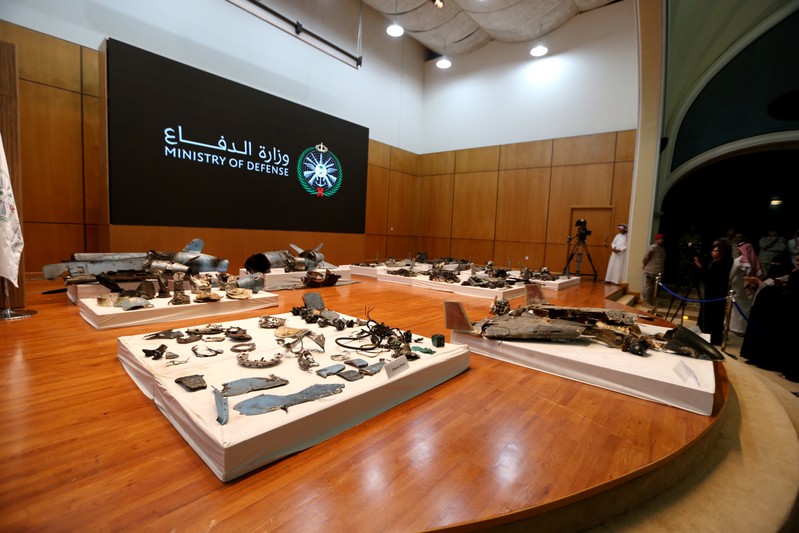 Remains of the missiles which Saudi government says were used to attack an Aramco oil facility,