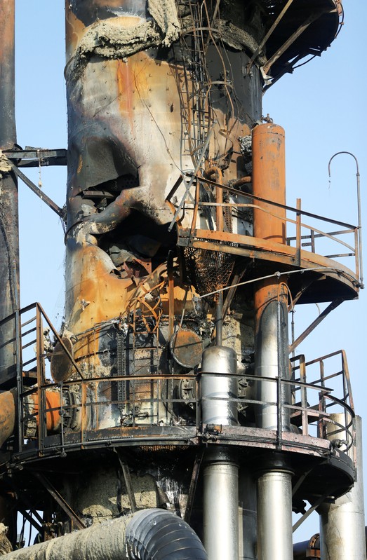 A general view of the damaged site of Saudi Aramco oil facility in Abqaiq