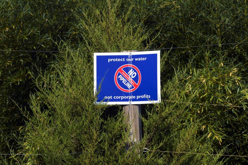A landowner's sign denouncing the Mountain Valley Pipeline near Elliston