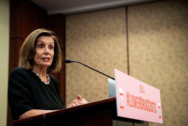 FILE PHOTO: U.S. House Speaker Nancy Pelosi (D-CA) speaks during a news conference on lowering