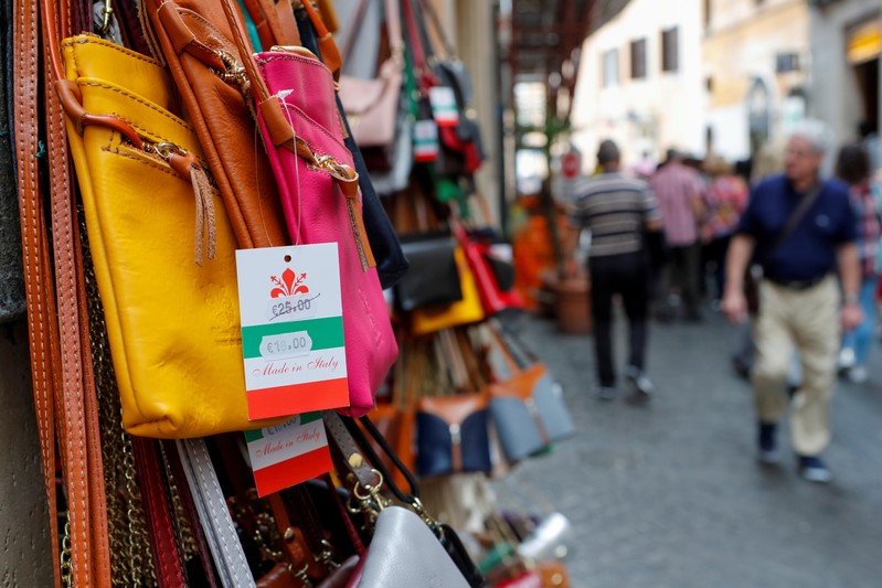 Bags are seen in downtown Rome as Italy's cabinet prepares to approve a 2020 budget draft