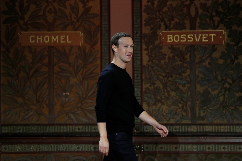 Facebook Chairman and CEO Mark Zuckerberg addresses the audience in Georgetown University's