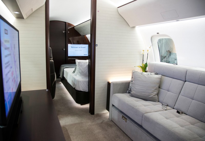 An interior view of the cabin of Bombardier's Global 7500, the first business jet to have a