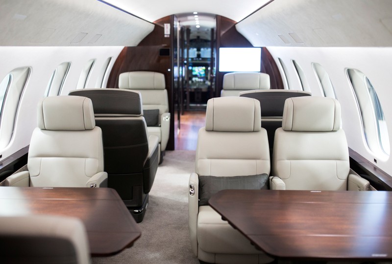 An interior view of Bombardier's Global 7500, the first business jet to have a queen-sized bed