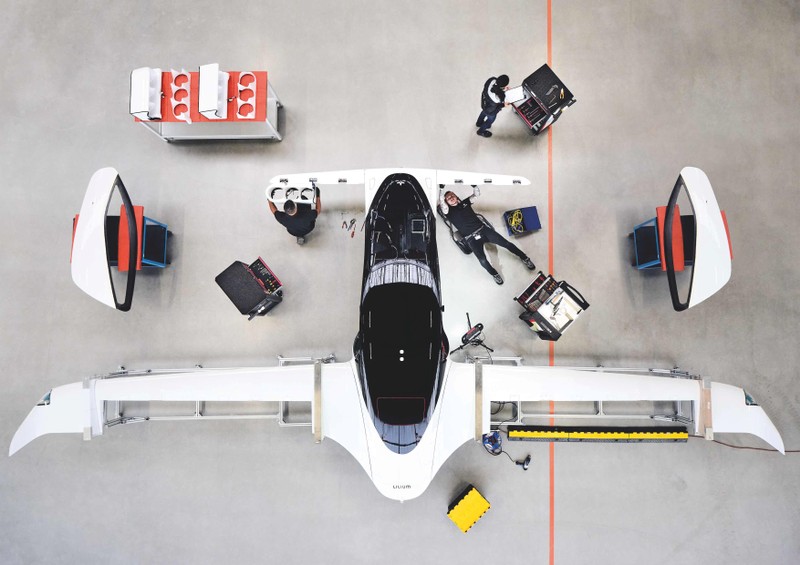 A handout picture from Munich flying taxi startup Lilium shows its five-seater prototype