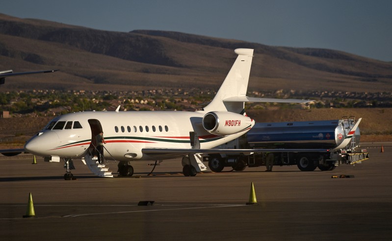 A business jet is refuelled using Jet A fuel at the Henderson Executive Airport during the