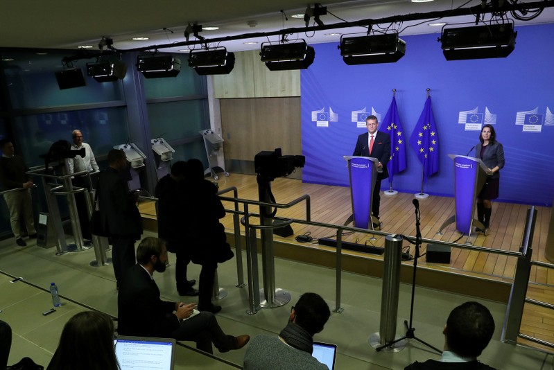 Vice President of the European Commission for the Energy Union Maros Sefcovic attends a news