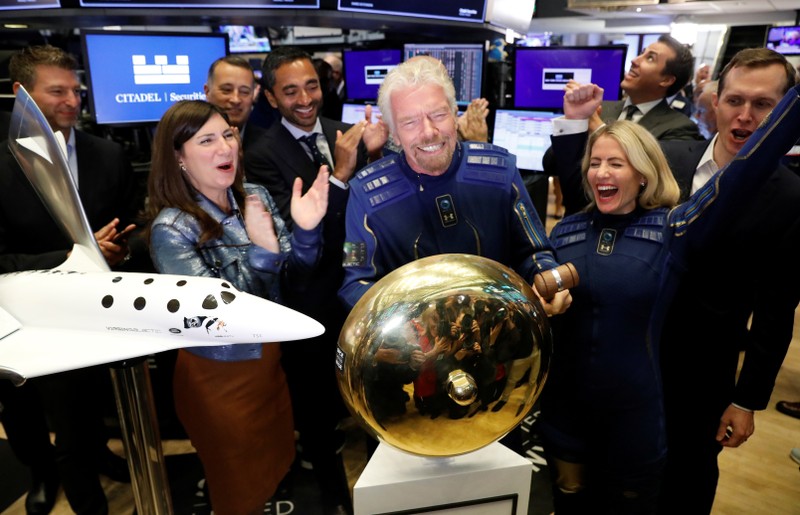 Sir Richard Branson rings bell on floor of New York Stock Exchange as Virgin Galactic (SPCE)