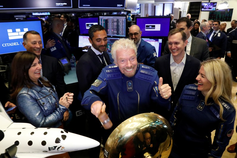 Sir Richard Branson rings bell on floor of New York Stock Exchange as Virgin Galactic (SPCE)