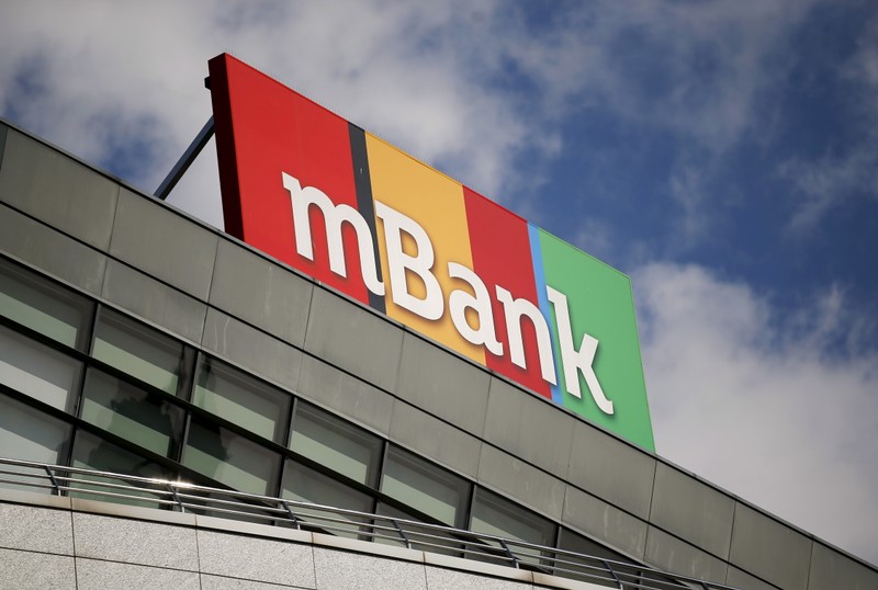 Polish mBank's logo is seen at the bank in Warsaw