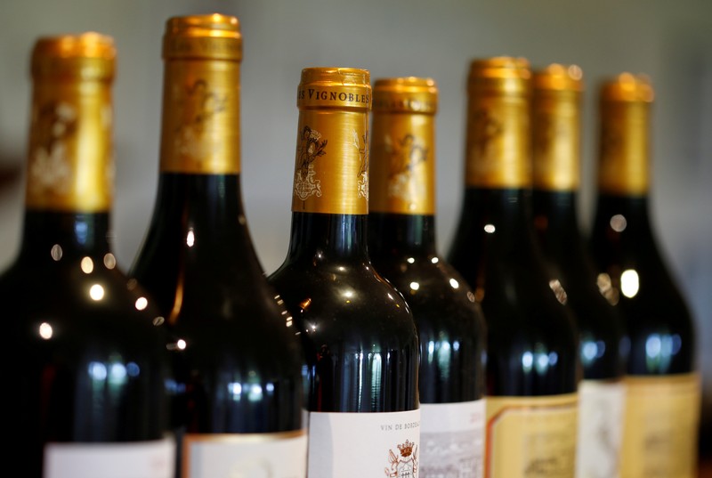 FILE PHOTO: Bottles of French red wine are displayed at the Chateau du Pavillon in