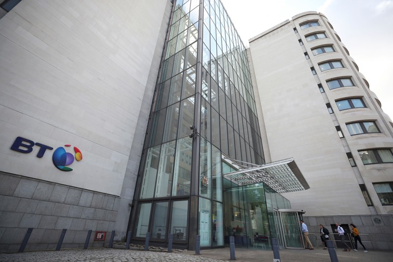 British Telecom (BT)'s headquarters is seen in central London