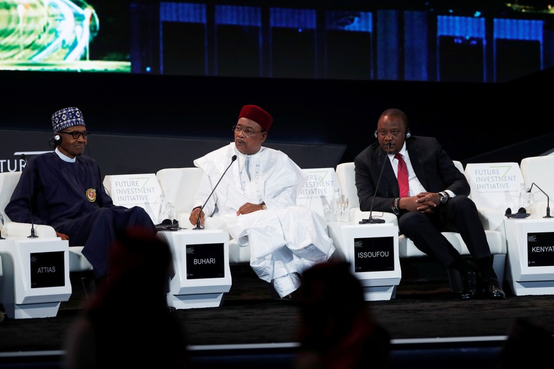 Nigeria's President Muhammadu Buhari, President of Niger Mahamadou Issoufou and Kenyan