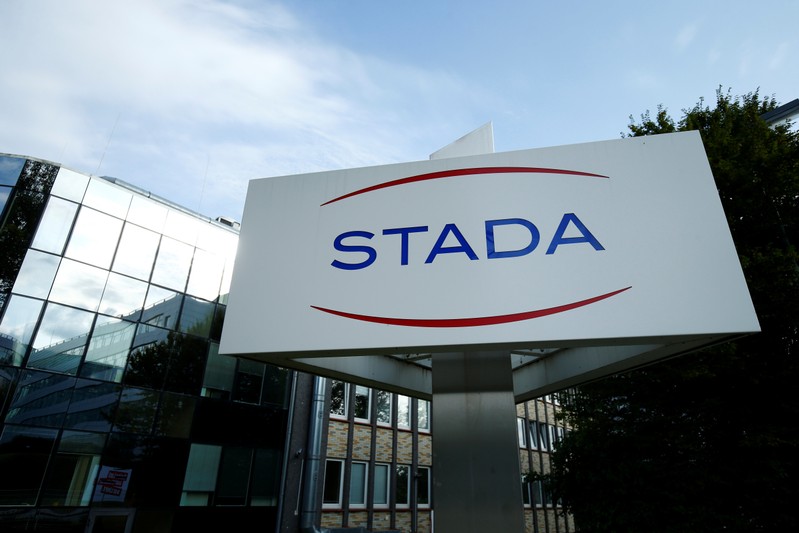 The logo of Stada Arzneimittel AG is pictured at their headquarters in Bad Vilbel near