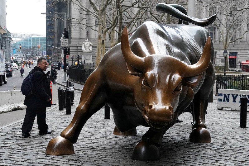 FILE PHOTO: The Charging Bull or Wall Street Bull is pictured in the Manhattan borough of New