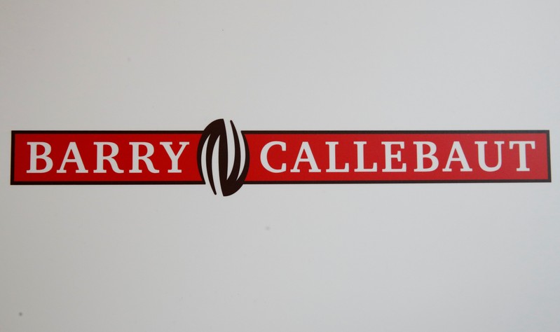 FILE PHOTO: Logo of chocolate and cocoa product maker Barry Callebaut is pictured during the