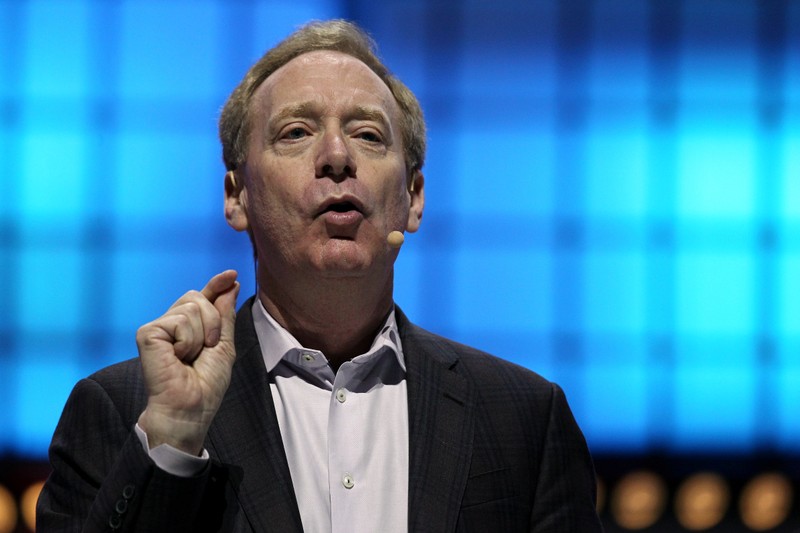 Microsoft's President Brad Smith speaks at the Web Summit, in Lisbon