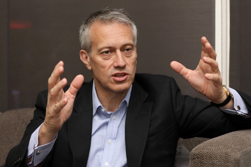 James Quincey, Chairman and CEO of The Coca-Cola Company speaks during an interview with