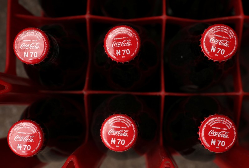 Coca-Cola bottles are pictured in Lagos