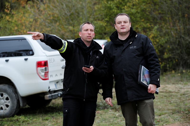 Members of the France's BEA aviation safety, Frederic Walbrou and Sebastien Barthe, attend a