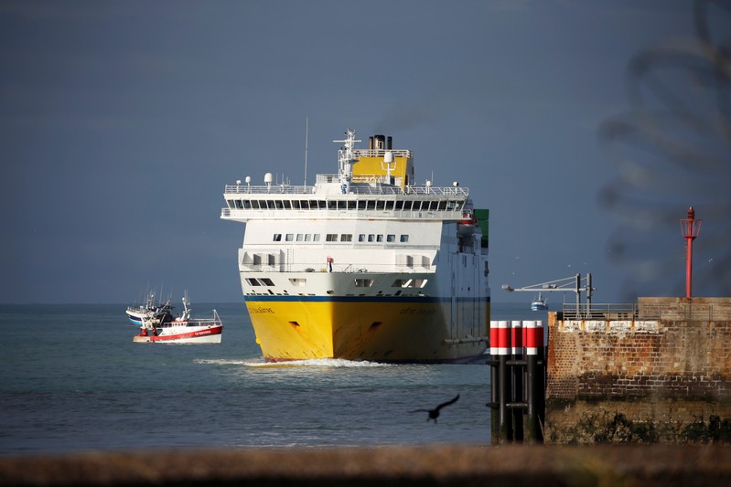 The Transferries ferry Cote d'Albatre arrives in the harbour of Dieppe